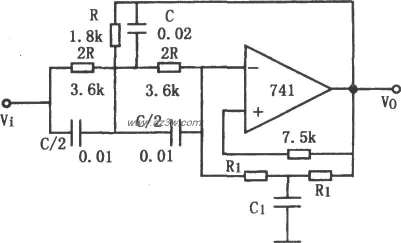 Q值可调的带阻滤波器(74