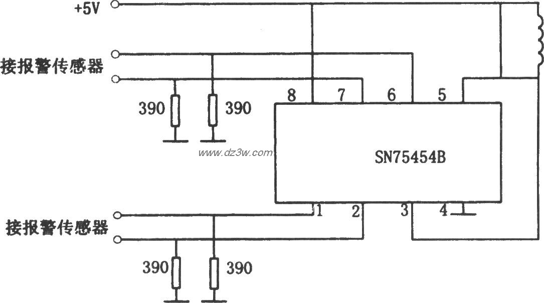 SN75454B构成的四路报警