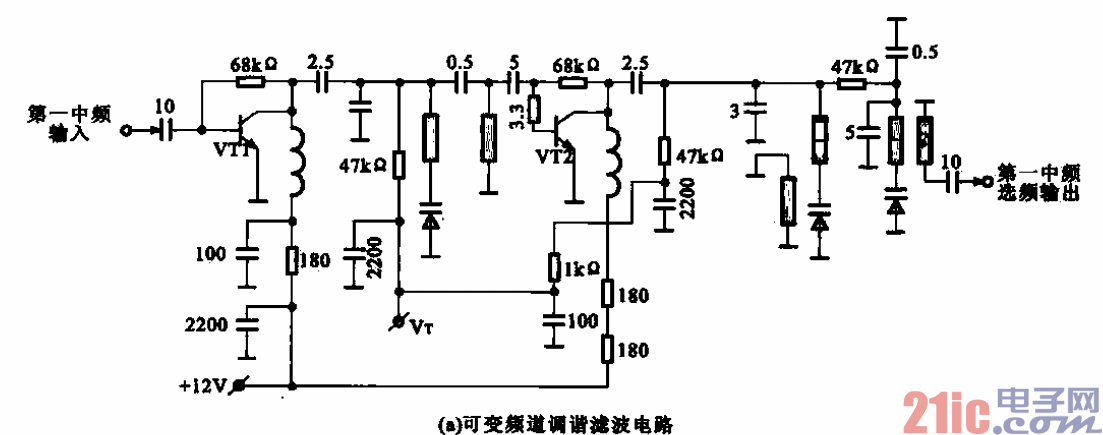 可变频道调谐滤波器及等效电路a