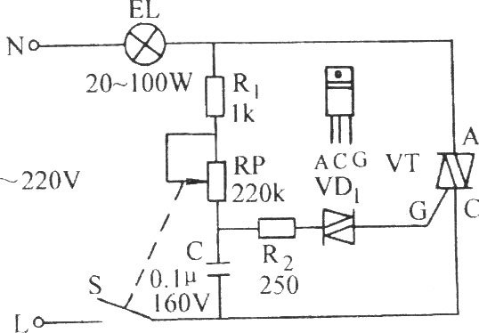 双向晶闸管无级调光、调速电路图