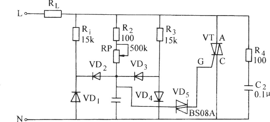 双向晶闸管控制感性负载电路图