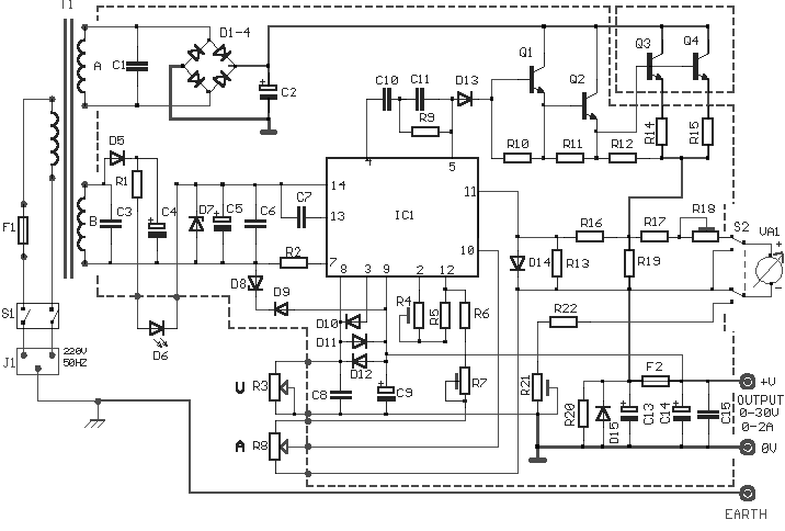0-30V 2A实验室稳压电源电路-MC1466L
