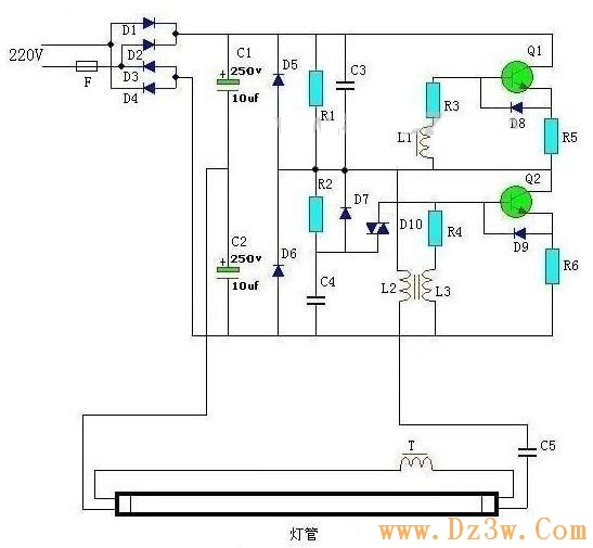 36W-40W荧光灯电子镇流器电路图