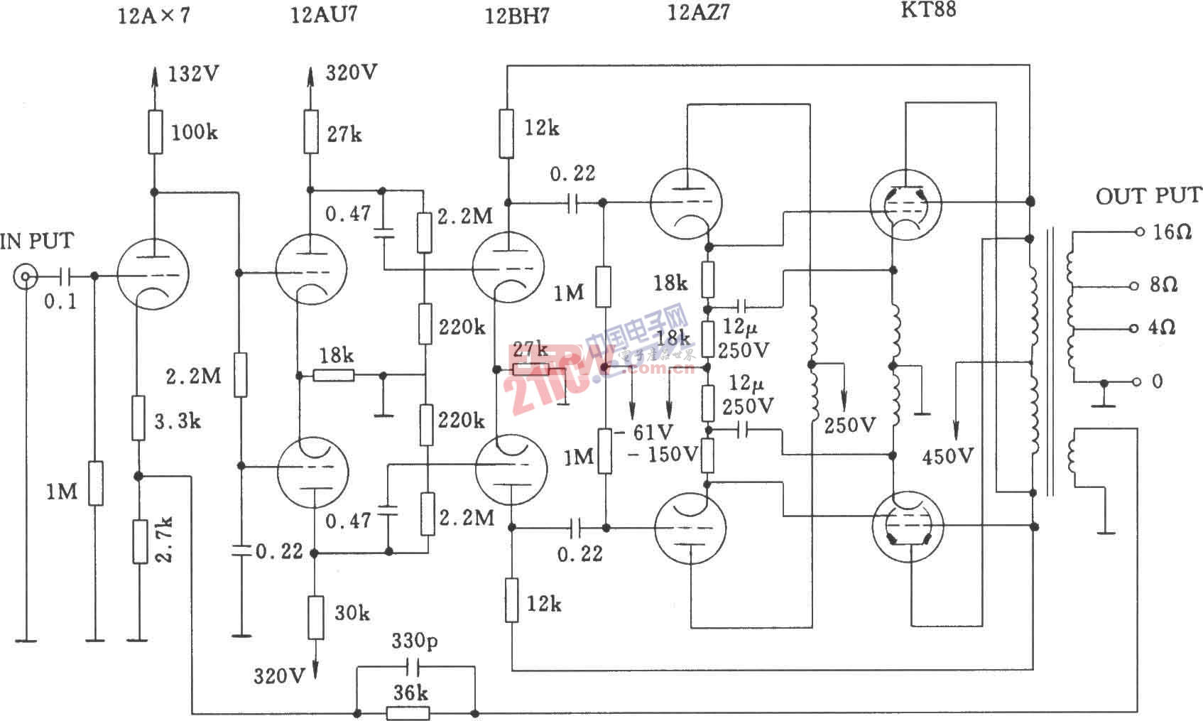 电子管麦景图MC-275功率放大器电路