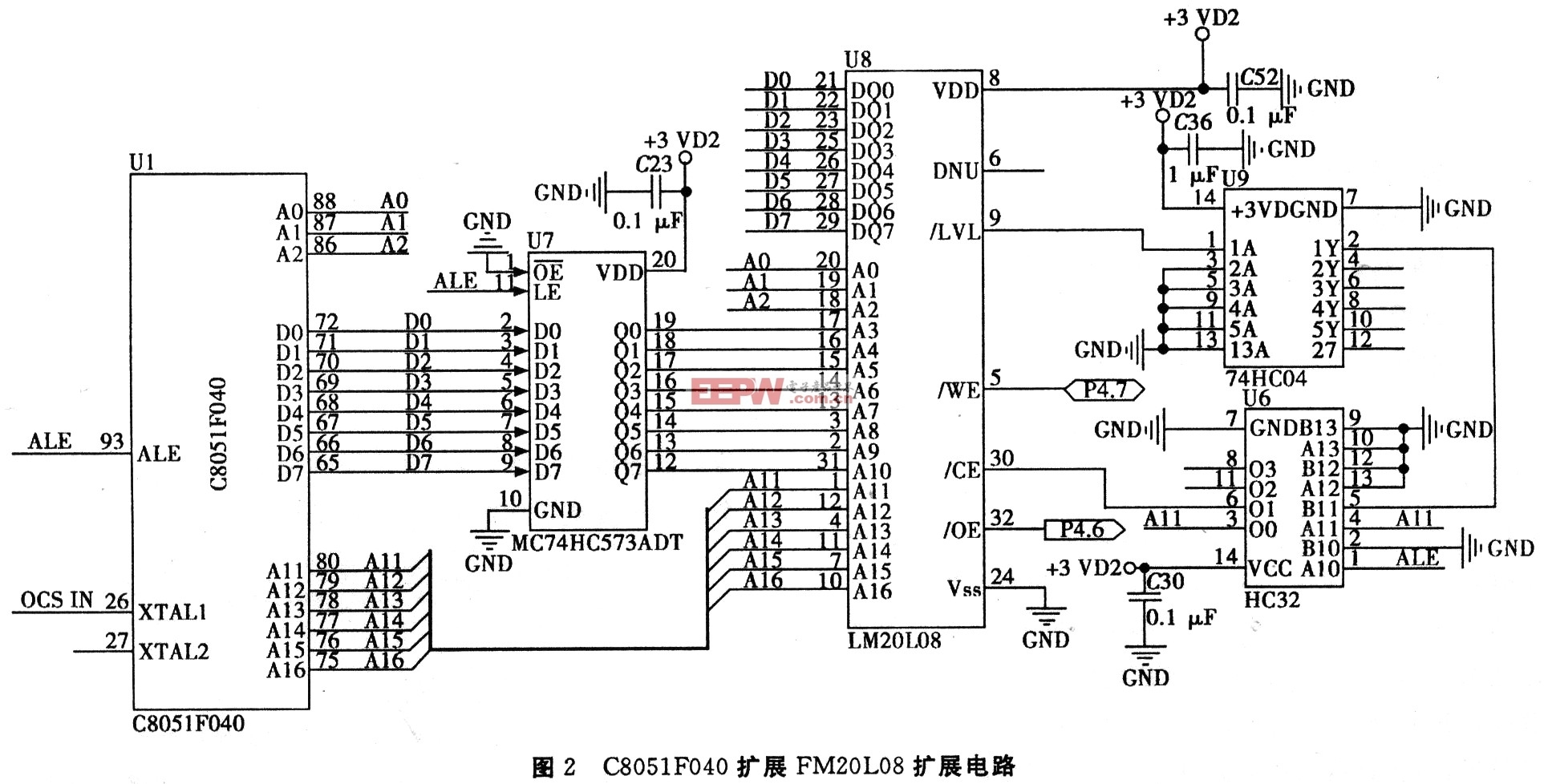 C8051FC40扩展PM23L08扩展电路