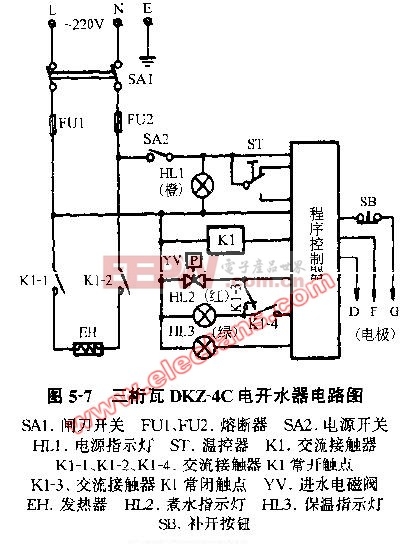 三桁瓦DKZ-4C电开水器电路图