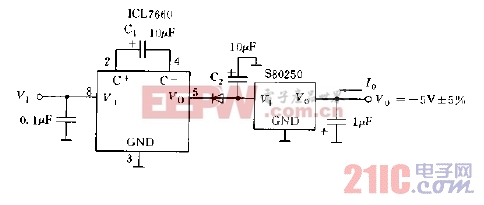 ICL7660与S80250构成极性反转电路图b