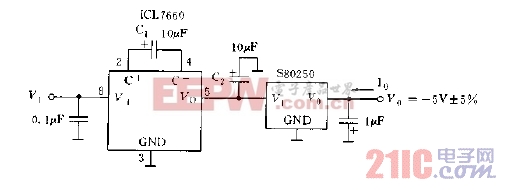 ICL7660与S80250构成极性反转电路图a