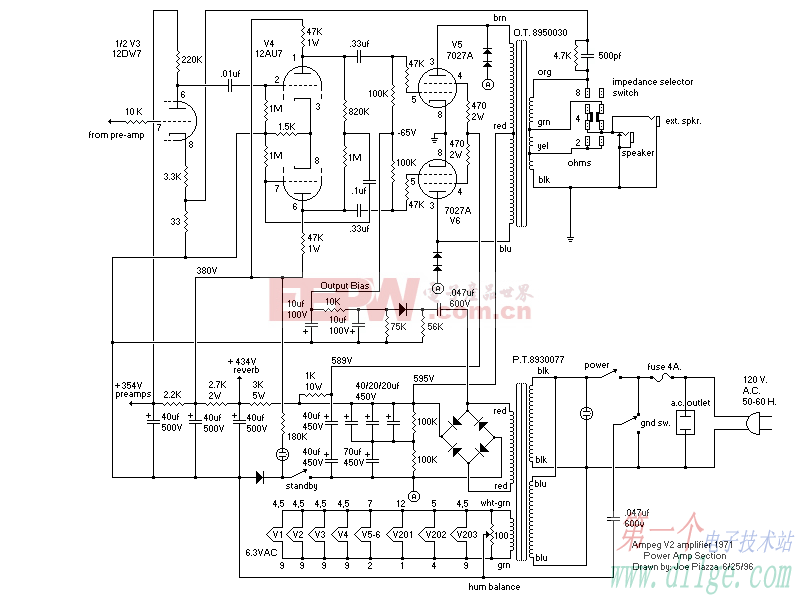 V2 power amp (7027A)