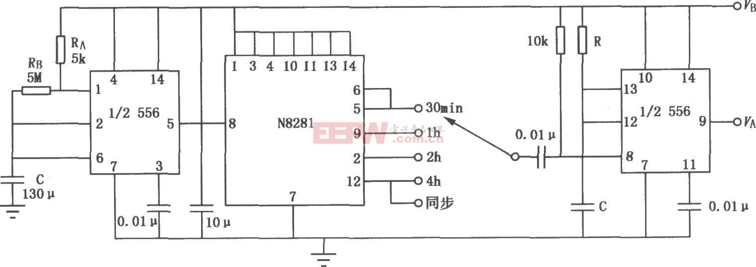 556组成的4h定时电路图