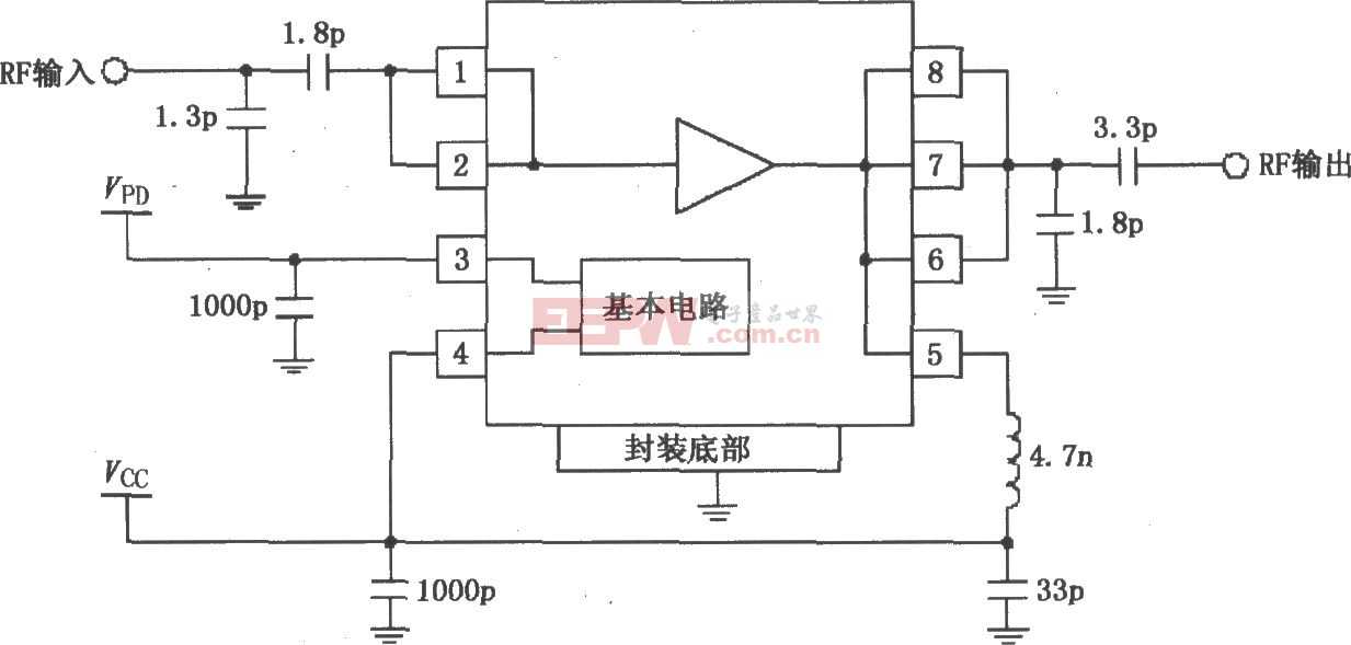 RF2126构成的2450MHz末级大功率线性放大器电路图