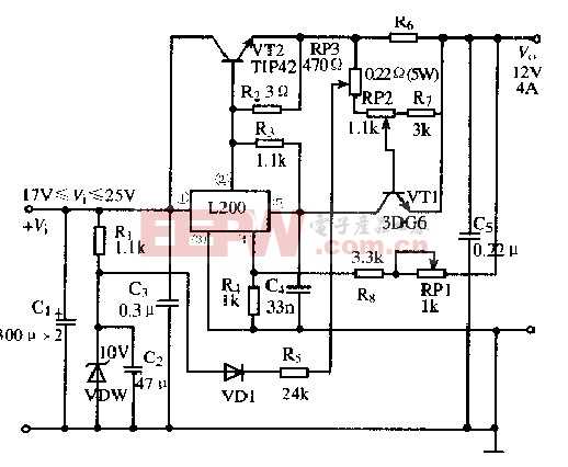 基于L200芯片的减流保护式稳压电路