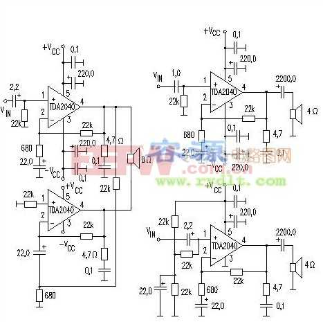 TDA2040音频功放IC应用电路