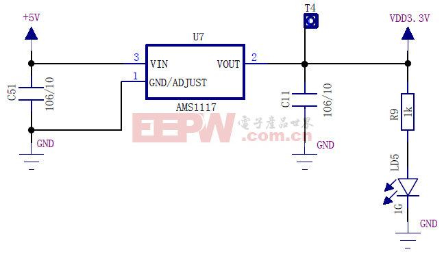 STM32 3.3V电源电路（提供给CPU和大部分外设）