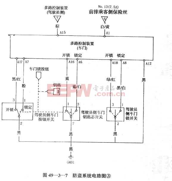 奥德赛  汽车防盗系统电路图