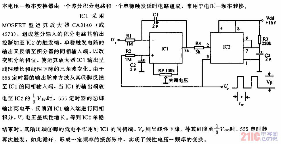 线性电压-频率变换器电路