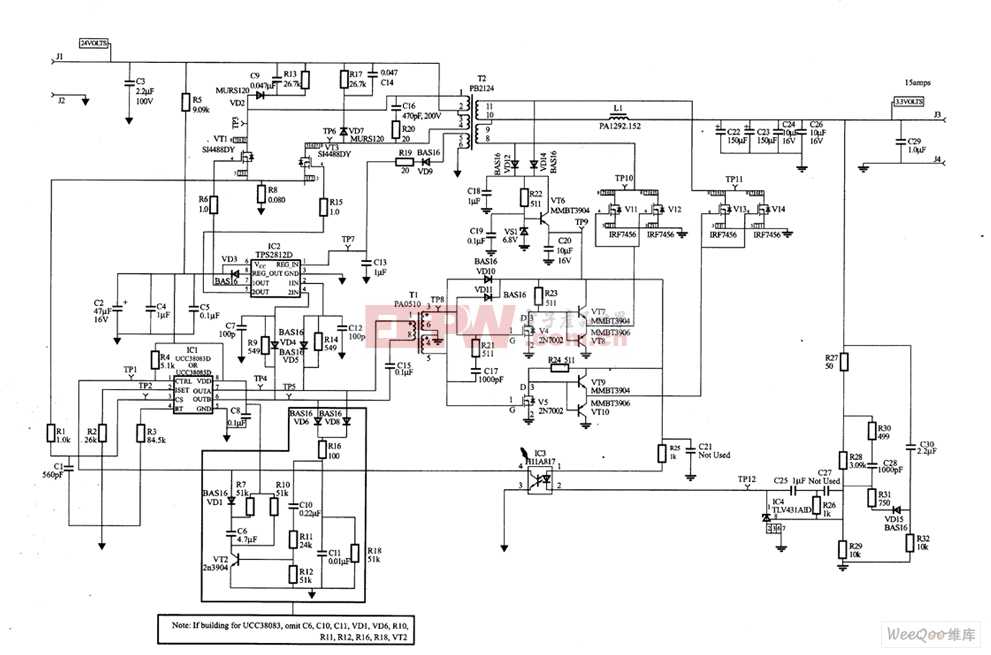 UCC38083控制的50WDC/DC电源电路