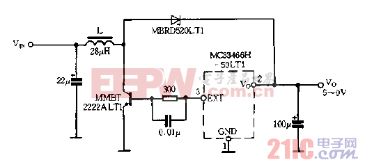 MC33466H-50JT1组成升压变换器电路图