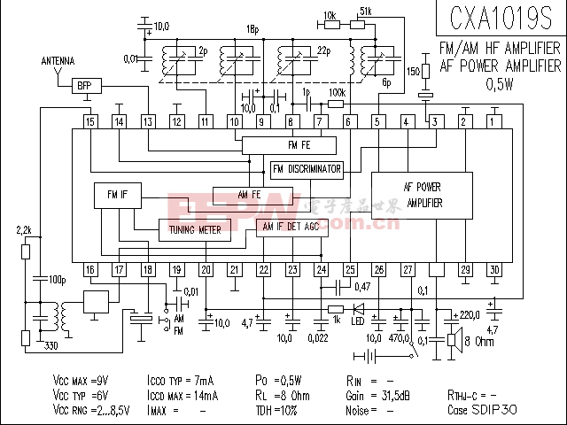 CXA1019S 音响IC电路
