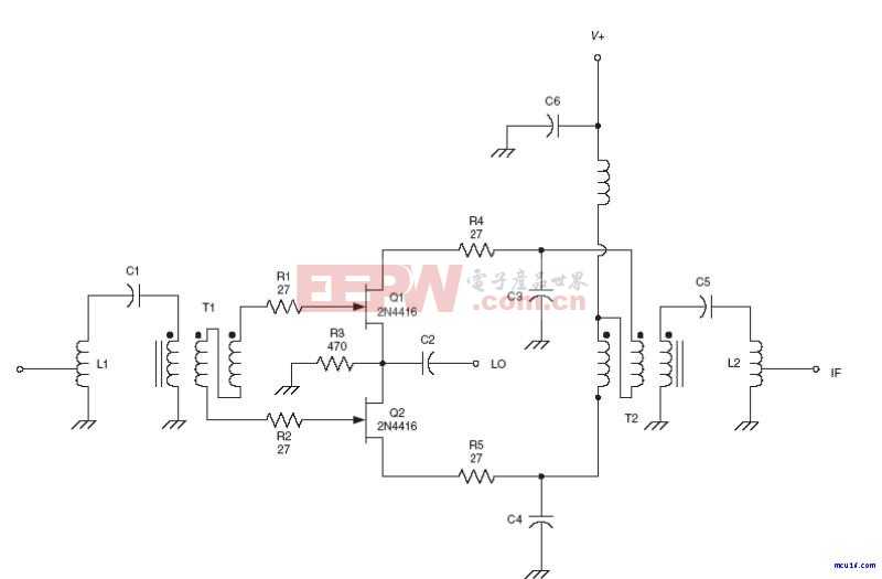 射频Mixer电路：Dual JFET mixer RF circuit